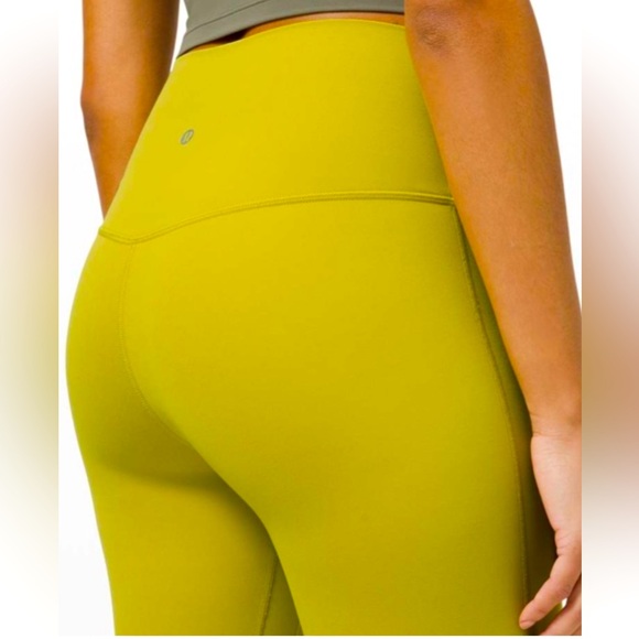LULULEMON ALIGN HIGH RISE 25” LEGGINGS YELLOW PEAR COLOR WAIST 14” SIZE 10 NWT - Picture 2 of 5